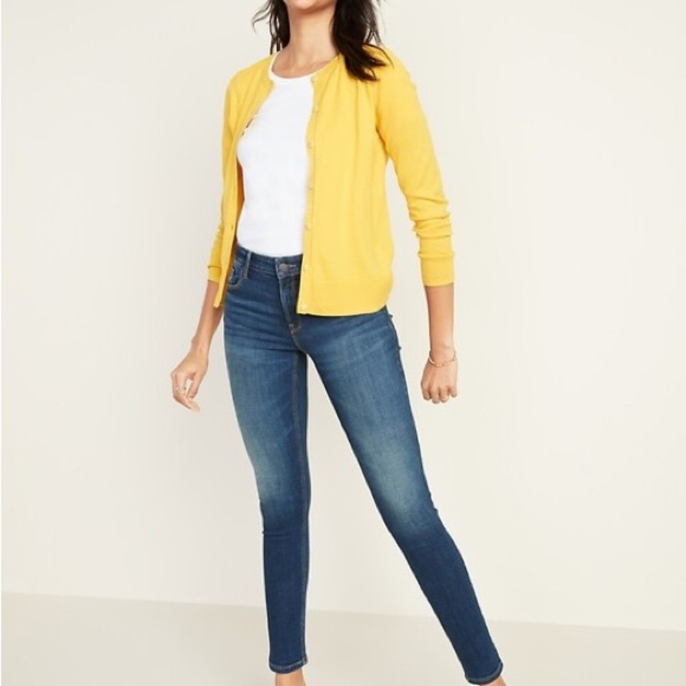 Old Navy Mustard Yellow Crewneck Cardigan Button Up Sweater - Picture 3 of 9